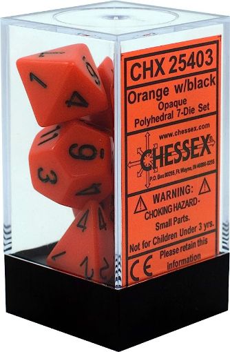 Imagen de Dados Poliedricos Opaque Orange/black 7-die Set 25403