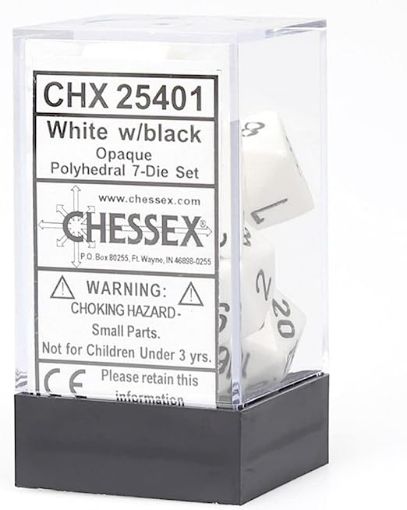 Imagen de Dados Poliedricos Opaque White/black 7-die Set 25401