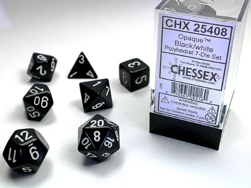Imagen de Dados Poliedricos Opaque Black/white 7-die Set 25408