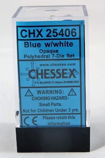 Imagen de Dados Poliedricos Opaque Blue/white 7-die Set 25406
