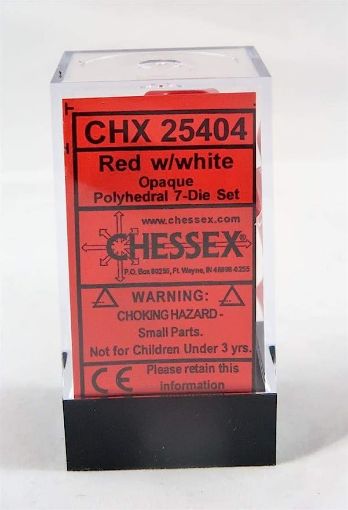 Imagen de Dados Poliedricos Opaque Red/white 7-die Set 25404