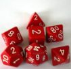 Imagen de Dados Poliedricos Opaque Red/white 7-die Set 25404