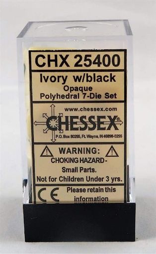 Imagen de Dados Poliedricos Opaque Ivory/black 7-die Set 25400