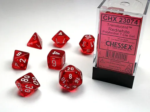 Imagen de Dados Poliedricos Translucent Red/white 7-die Set 23074