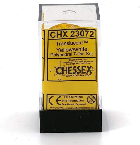 Imagen de Dados Poliedricos Translucent Yellow/white 7-die Set 23072