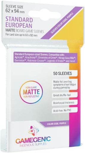 Imagen de Protectores De Tarjeta - Matte Standard European-sized Slevees 62x94mm 50ct. Gamegenic