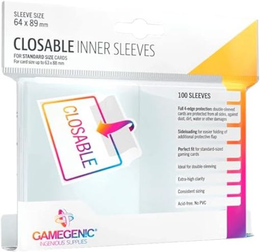 Imagen de Protectores De Tarjeta - Closable Inner Standard Card Sleeves 64mmx89mm 100ct. Gamegenic