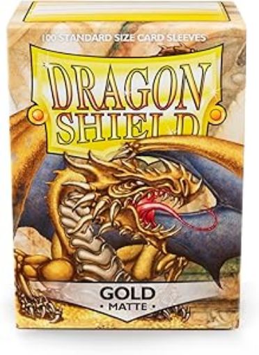 Imagen de Protectores De Tarjeta - Sleeves Standard Matte 2-1/2"x3-1/2" Gold 100ct. Dragon Shield