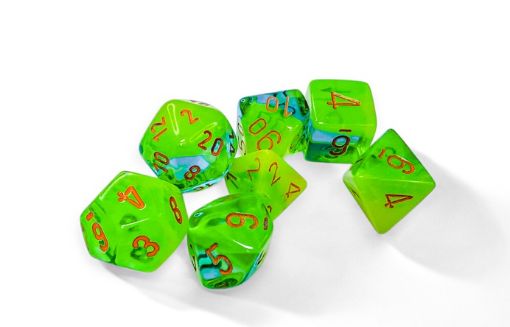 Imagen de Dados Poliedricos Gemini Plasma Green-teal/orange Luminary 7-die Set 26470